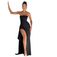 Strapless Split Long Dress Summer Fashion Pleated Bridesmaid Dress For Womens Party Wedding Clothing