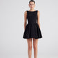 Alena Black Pleated Skirt Mini Dress