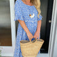 Sandra | Round Neck Polka Dot Print Midi Dress