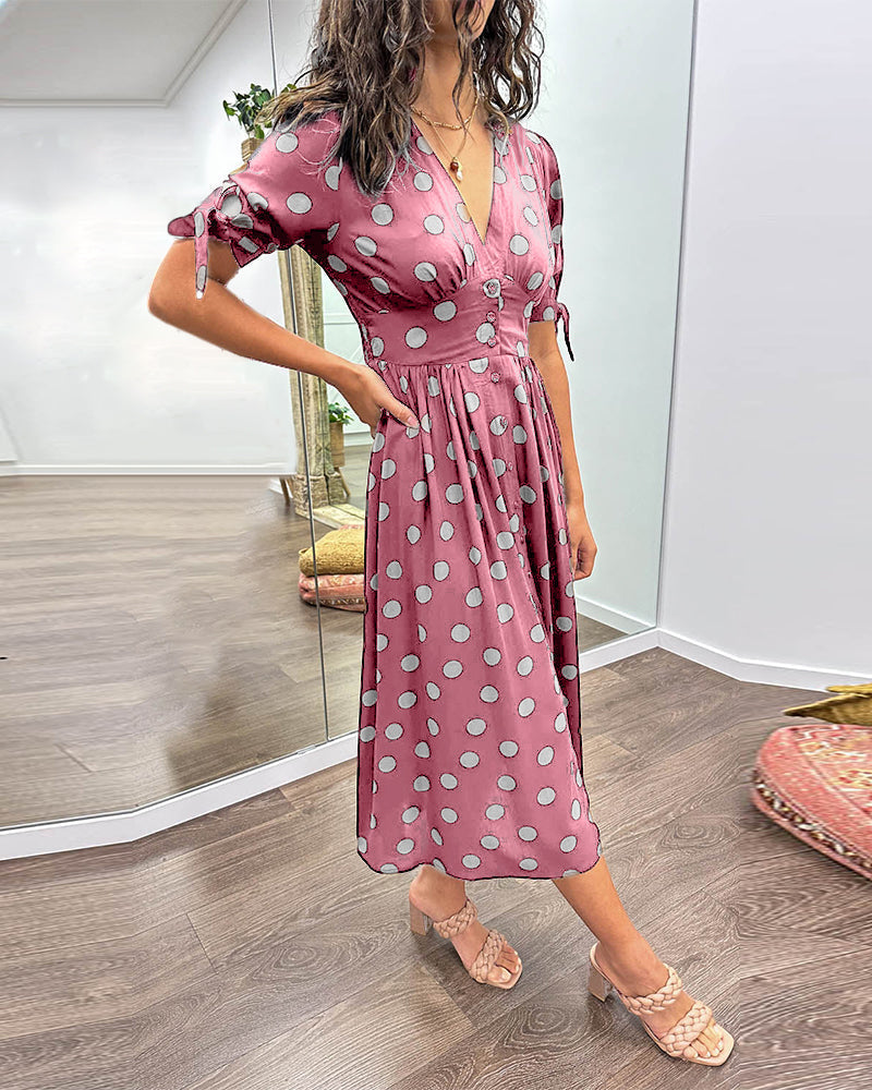 Nipa - Polka Dot V-Neck Dress