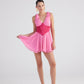 Fiona Pink Ruched Mini Dress with Pleated Skirt