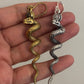 Serpentina Spiral Dangles - Twisted Brass Snake Earrings in Gold/Sliver Tone.