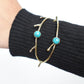 Turquoise/Moonstone Twig Open Brass Bangle - Nature-inspired twig bangle with turquoise stones—bold and earthy.