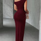Textured Single Shoulder Bodycon Maxi Dress