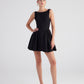 Alena Black Pleated Skirt Mini Dress