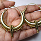 Steampunk Brass Spike Hoop Earrings - Chunky brass hoops with spike details and a bold steampunk aesthetic.