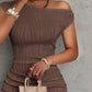 Textured Single Shoulder Bodycon Maxi Dress