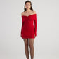 Dreamer Red Bardot Neck Mini Dress