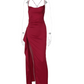 New solid color sexy waist slit halter thin summer dress