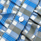 Blue Plaid Long Sleeve Frilled Blouse