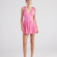 Fiona Pink Ruched Mini Dress with Pleated Skirt