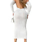 Sexy Off-Shoulder Long Sleeve Open Back Bodycon Dress