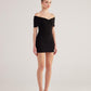 Muse Black Bardot Neck Mini Dress