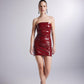 Bria Burgundy Strapless Faux Patent Leather Mini Dress