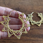 Sunburst Scroll Hoops - Mandala Brass Earrings with Ethnic Scallop Detailing.