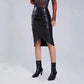 Split Leather Skirt Leather High Waist Sheath Skirt