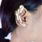 Feather Ear Cuffs – Brass Statement Ear Climbers with Nature-Inspired Detail.