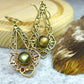 Mandala Brass Earrings with Gemstone Drop - Elegant boho-style brass earrings.
