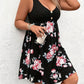 Plus Size Floral Print Patchwork Gathered Tank Dress, Vacation Style Button Front Sleeveless V Neck Dress