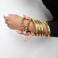 Beaded Orb Adjustable Brass/Sliver Cuff - Textured golden cuff with polished brass beads, crafted for a modern ethnic feel.
