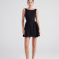 Alena Black Pleated Skirt Mini Dress