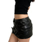 Chic Leather Mini Skirt with Bow Buckle Detail