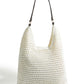 Yumi Ivory Crochet Shoulder Bag With Faux Leather Straps