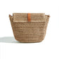 Yumi Brown Woven Rattan Handbag With Buckle