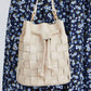 Yumi Beige Woven Bucket Shoulder Bag