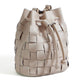 Yumi Beige Woven Bucket Shoulder Bag