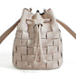 Yumi Beige Woven Bucket Shoulder Bag