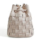 Yumi Beige Woven Bucket Shoulder Bag
