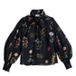 Aditi Flower Press Print Tie Neck Blouse - Multi Colour