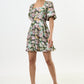 Agata 3D Daisy Print Mini Dress - Green