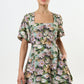 Agata 3D Daisy Print Mini Dress - Green