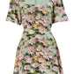 Agata 3D Daisy Print Mini Dress - Green