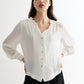 Alegra Moss Crepe Frill V-Neck Blouse
