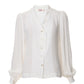Alegra Moss Crepe Frill V-Neck Blouse