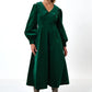 Alva Babycord Long Sleeve Midi Dress - Dark Green