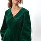 Alva Babycord Long Sleeve Midi Dress - Dark Green