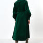 Alva Babycord Long Sleeve Midi Dress - Dark Green