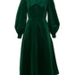 Alva Babycord Long Sleeve Midi Dress - Dark Green