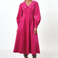 Alva Babycord Long Sleeve Midi Dress - Pink