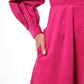 Alva Babycord Long Sleeve Midi Dress - Pink