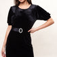 Louche Alya Velvet Diamante Buckle Mini Dress - Black