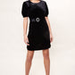 Louche Alya Velvet Diamante Buckle Mini Dress - Black