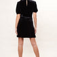Louche Alya Velvet Diamante Buckle Mini Dress - Black