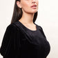 Louche Alya Velvet Diamante Buckle Mini Dress - Black