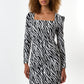 Anala Zebra Print Long Sleeve Mini Dress