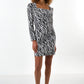 Anala Zebra Print Long Sleeve Mini Dress